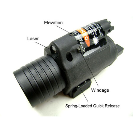 QD M6 LED Tactical Flashlight Red Laser Combo Sight-Black